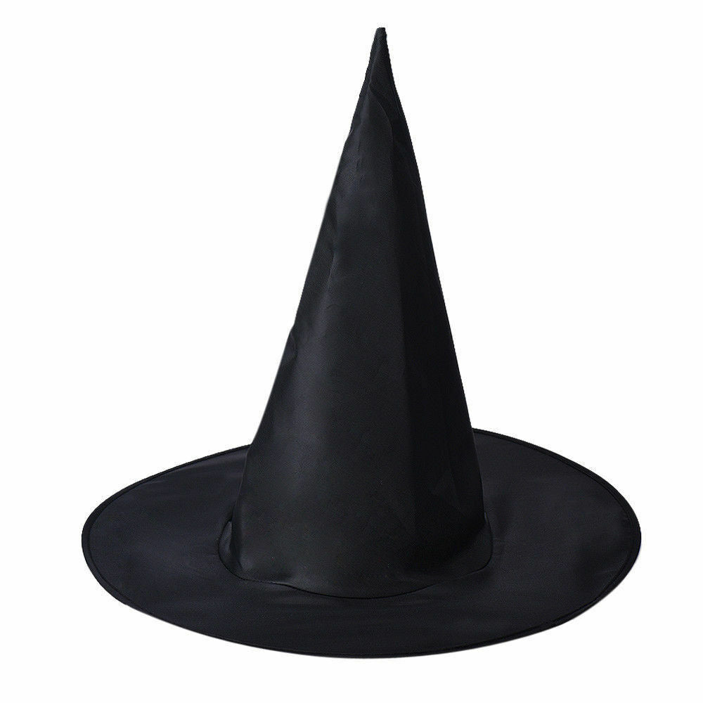 WITCH HAT Plain Black Halloween Costume Fancy Dress Womens Accessory Wizard 3