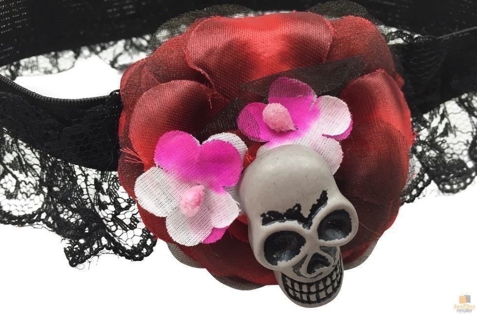 Skull & Rose Leg Garter Skeleton Halloween Costume Party Lace Scary 4
