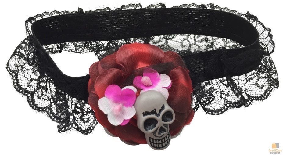 Skull & Rose Leg Garter Skeleton Halloween Costume Party Lace Scary 5