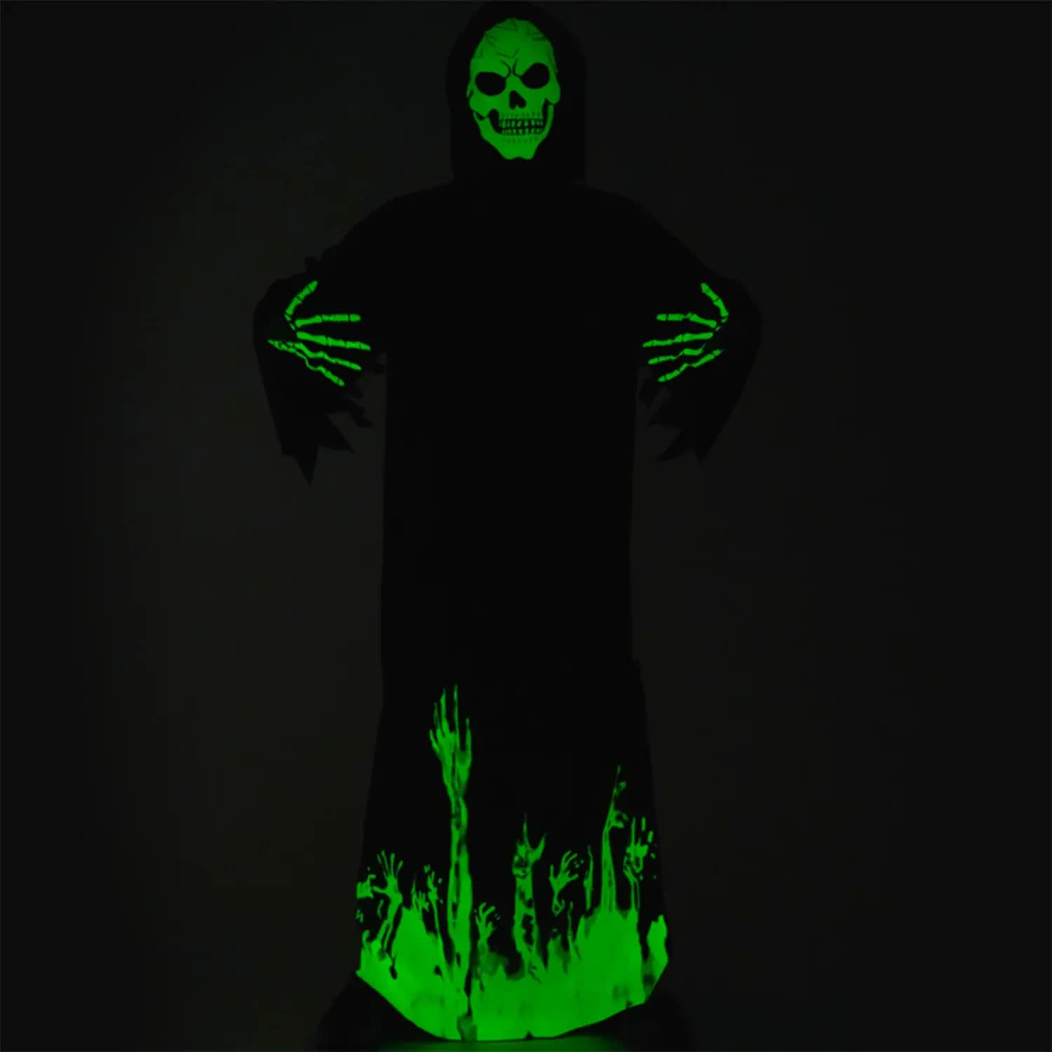 Scary Adult Glow in the Dark Party Costume Skeleton Reaper Halloween 3