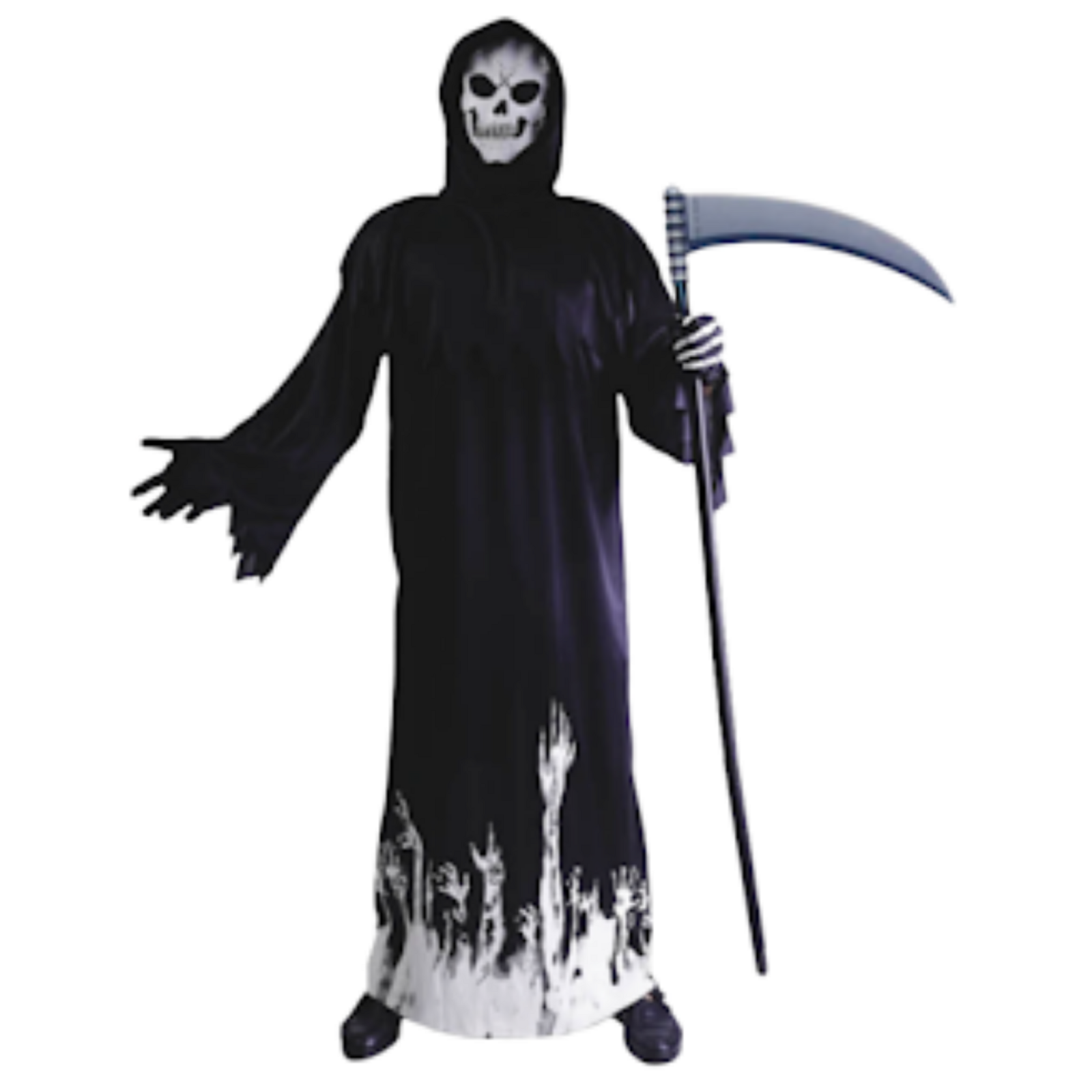 Scary Adult Glow in the Dark Party Costume Skeleton Reaper Halloween 5