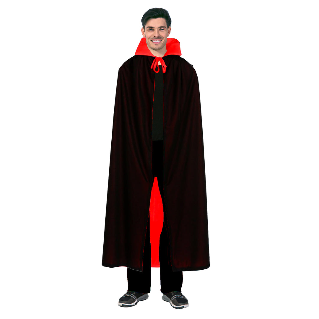 Adult Vampire Collared Cape Halloween Long Cloak Coat Party Costume in Red/Black 3