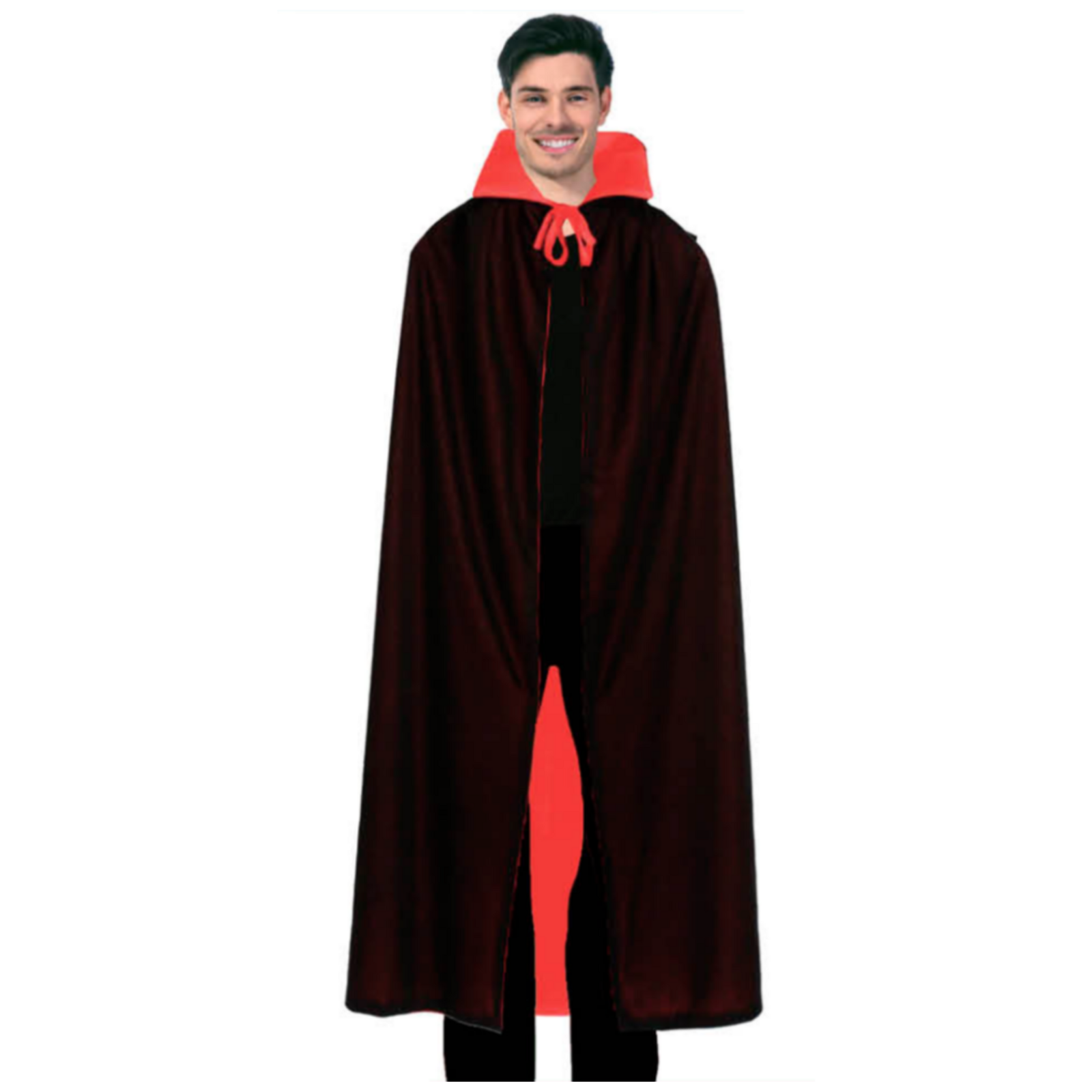 Adult Vampire Collared Cape Halloween Long Cloak Coat Party Costume in Red/Black 4