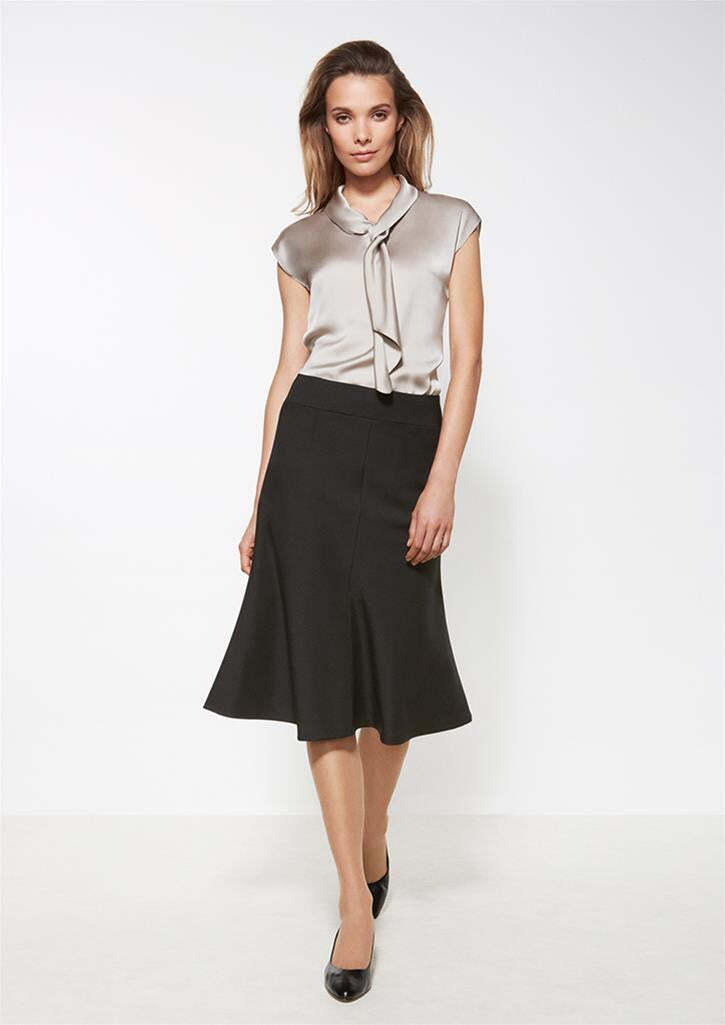 Womens Fluted 3/4 Length Below Knee Skirt Work Business - Black - 26 4