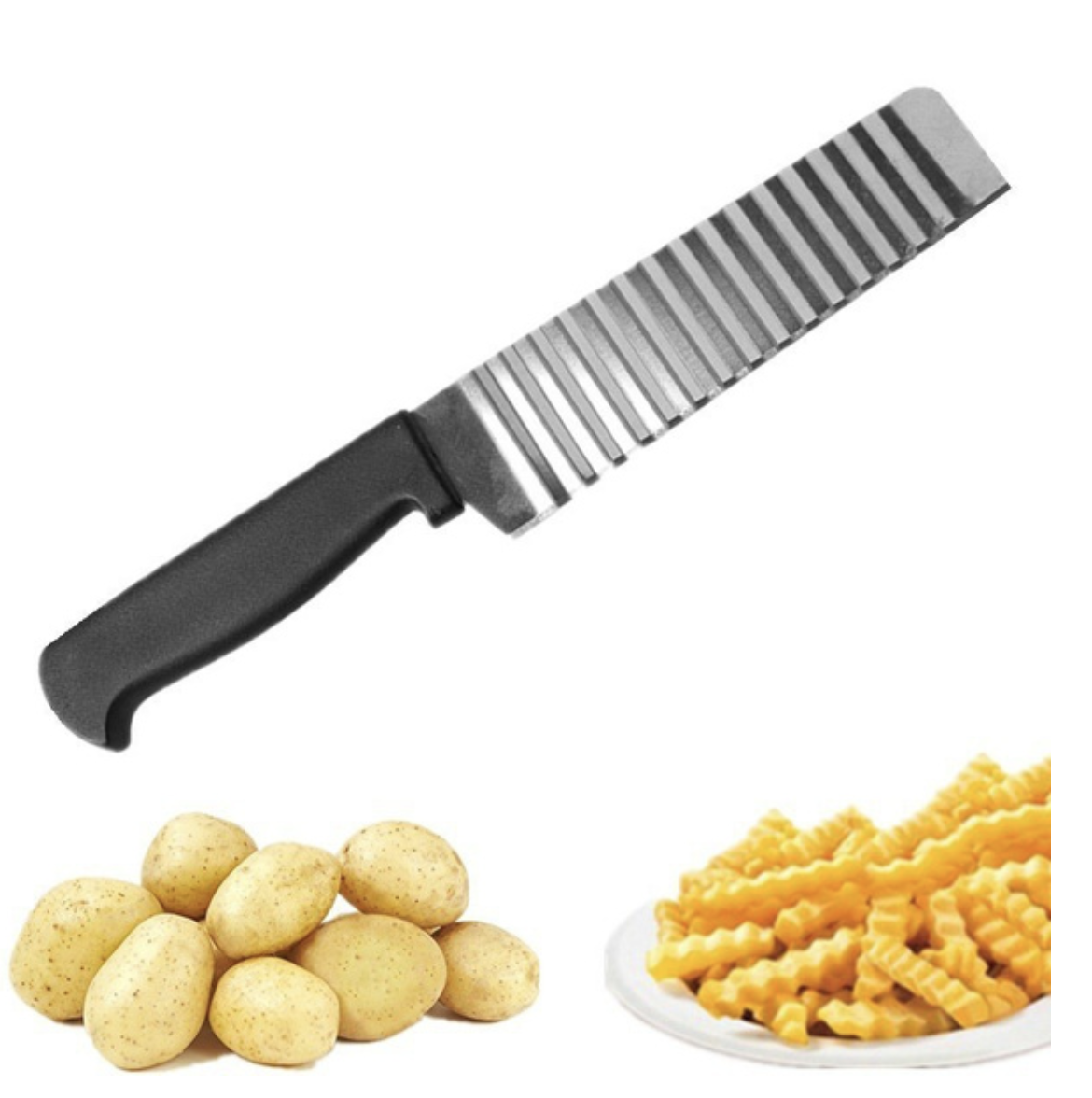 JELLY KNIFE Stainless Steel Blade Cooked Potato Vegetable Crinkle Wavy Cutter Slicer 5