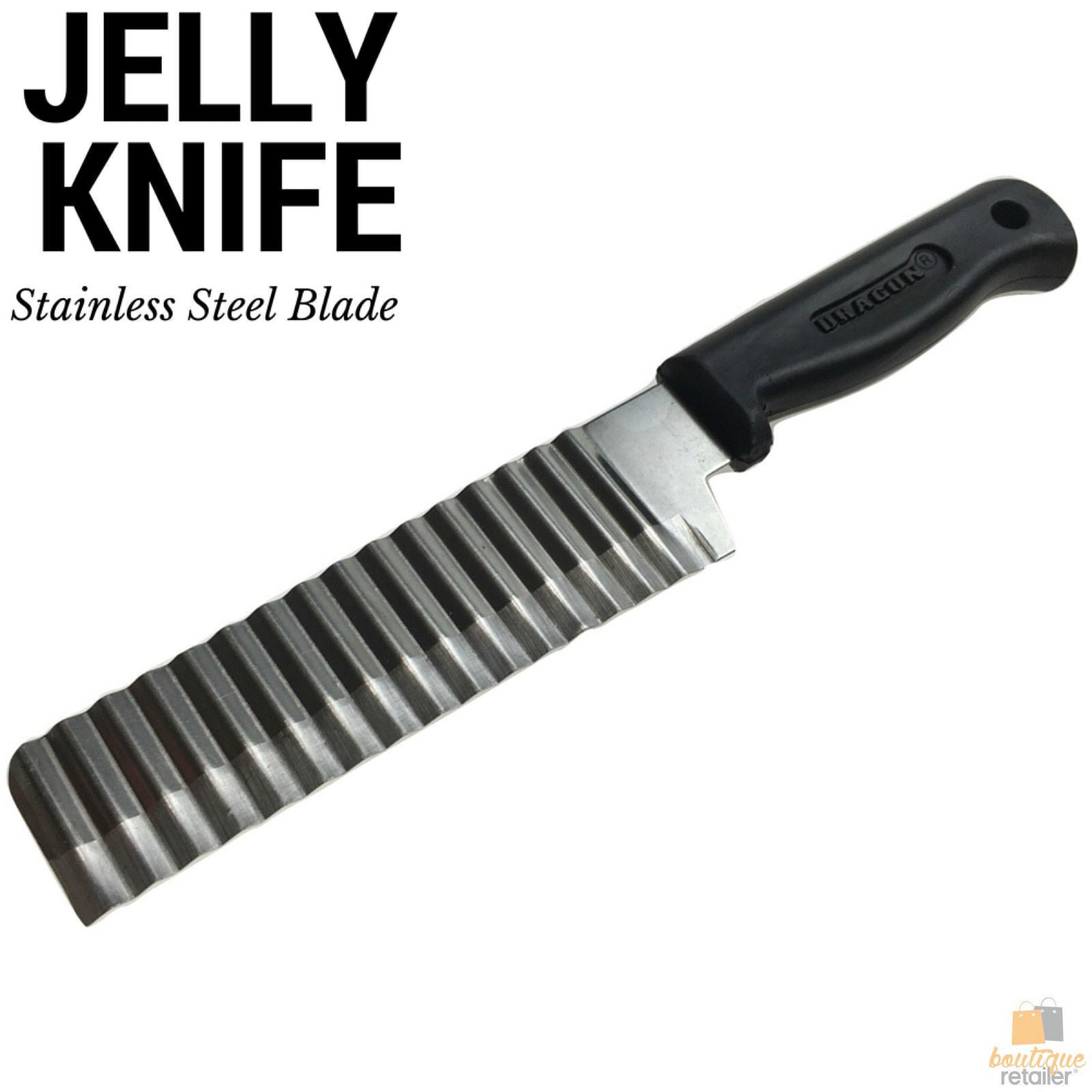 JELLY KNIFE Stainless Steel Blade Cooked Potato Vegetable Crinkle Wavy Cutter Slicer 6
