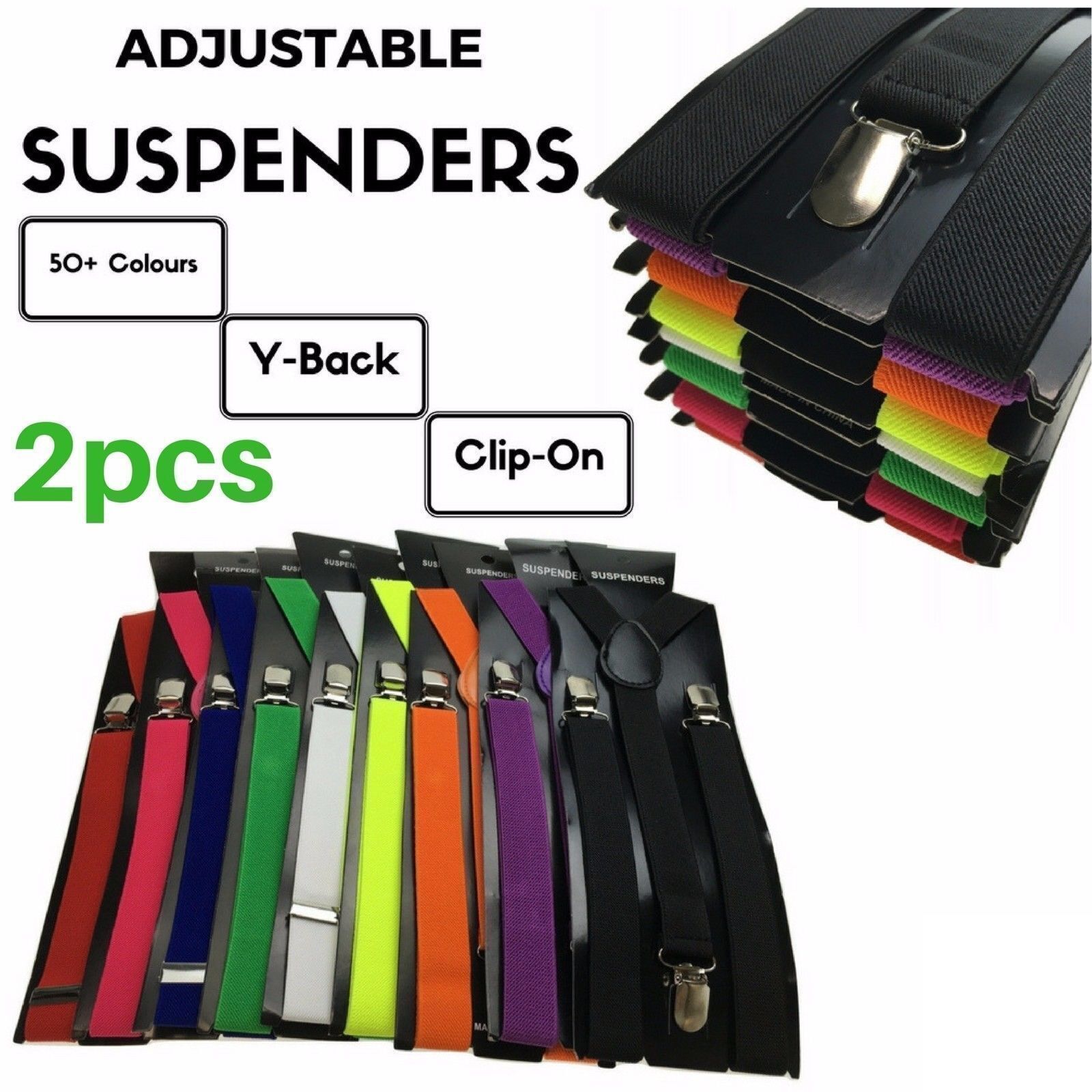 2x Mens Suspenders Braces Adjustable Strong Clip On Elastic Formal Wedding Slim - Army Camouflage 2 4