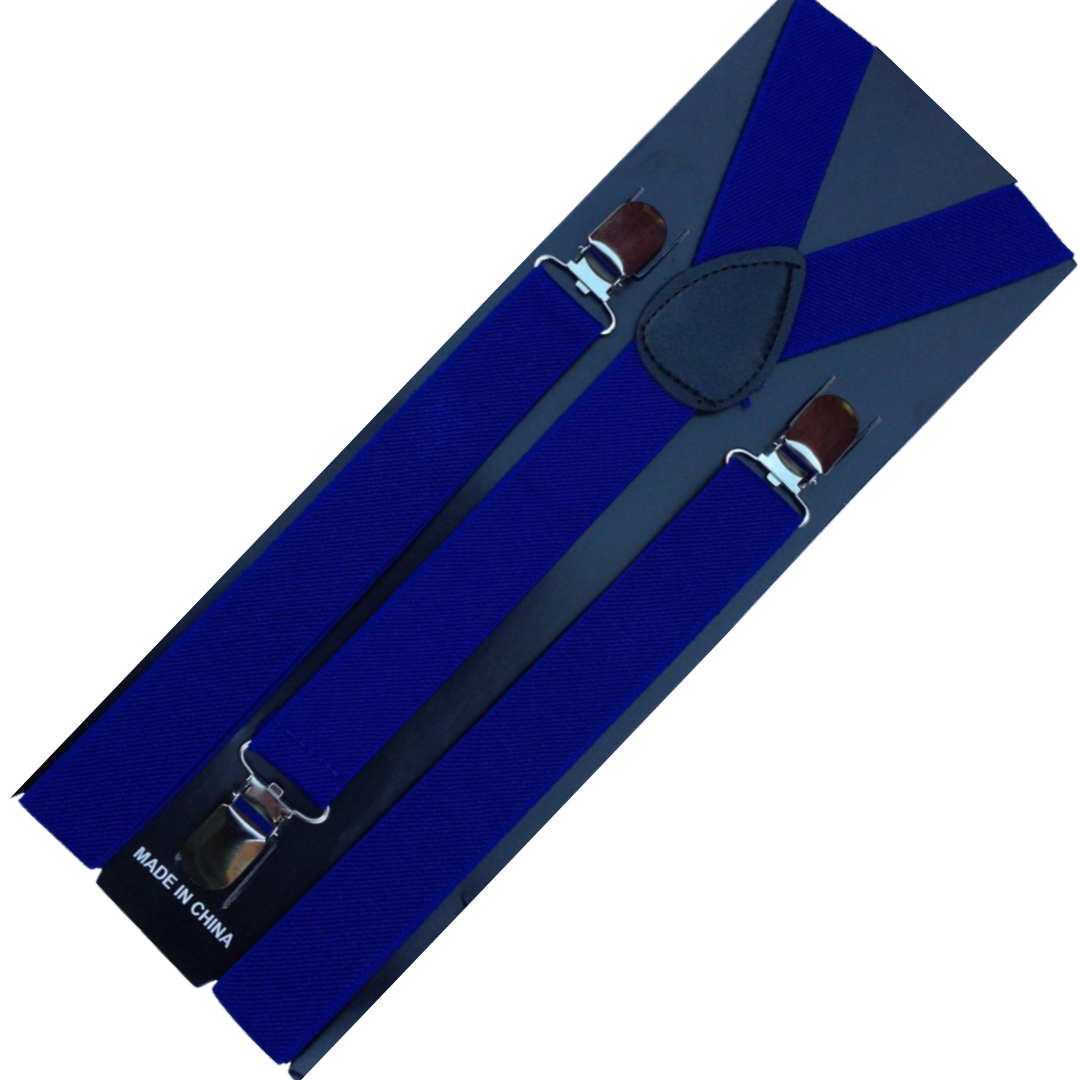 2x Mens Suspenders Braces Adjustable Strong Clip On Elastic Formal Wedding Slim - Blue 3