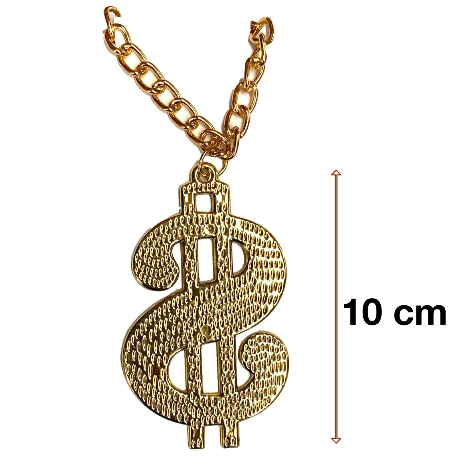 10cm Big Daddy Gold Chain Chunky Necklace Rapper 90s Hip Hop Fake $ Dollar Sign 3