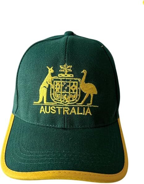 Australia Baseball Cap - Green & Gold with Kangaroo & Emu Design, Adjustable Fit 5