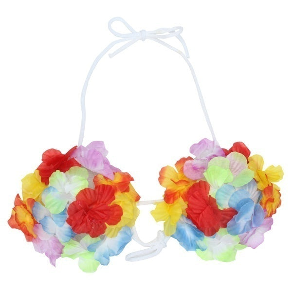 HAWAIIAN BRA Luau Lei Fancy Dress Flower Bikini Top Costume Beach Dance Hula 5