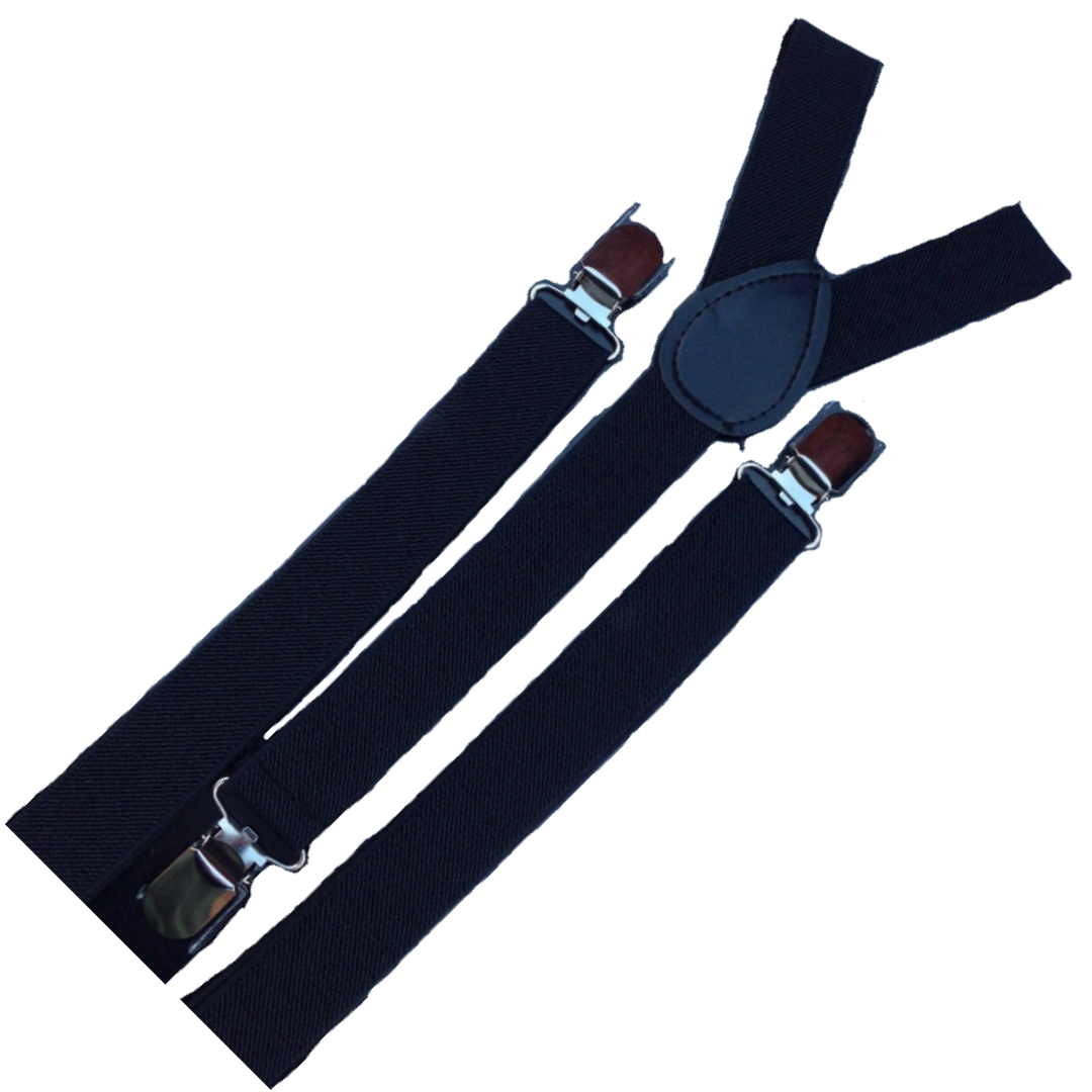 3x Mens Suspenders Braces Adjustable Strong Clip On Elastic Formal Wedding Slim - Black 3