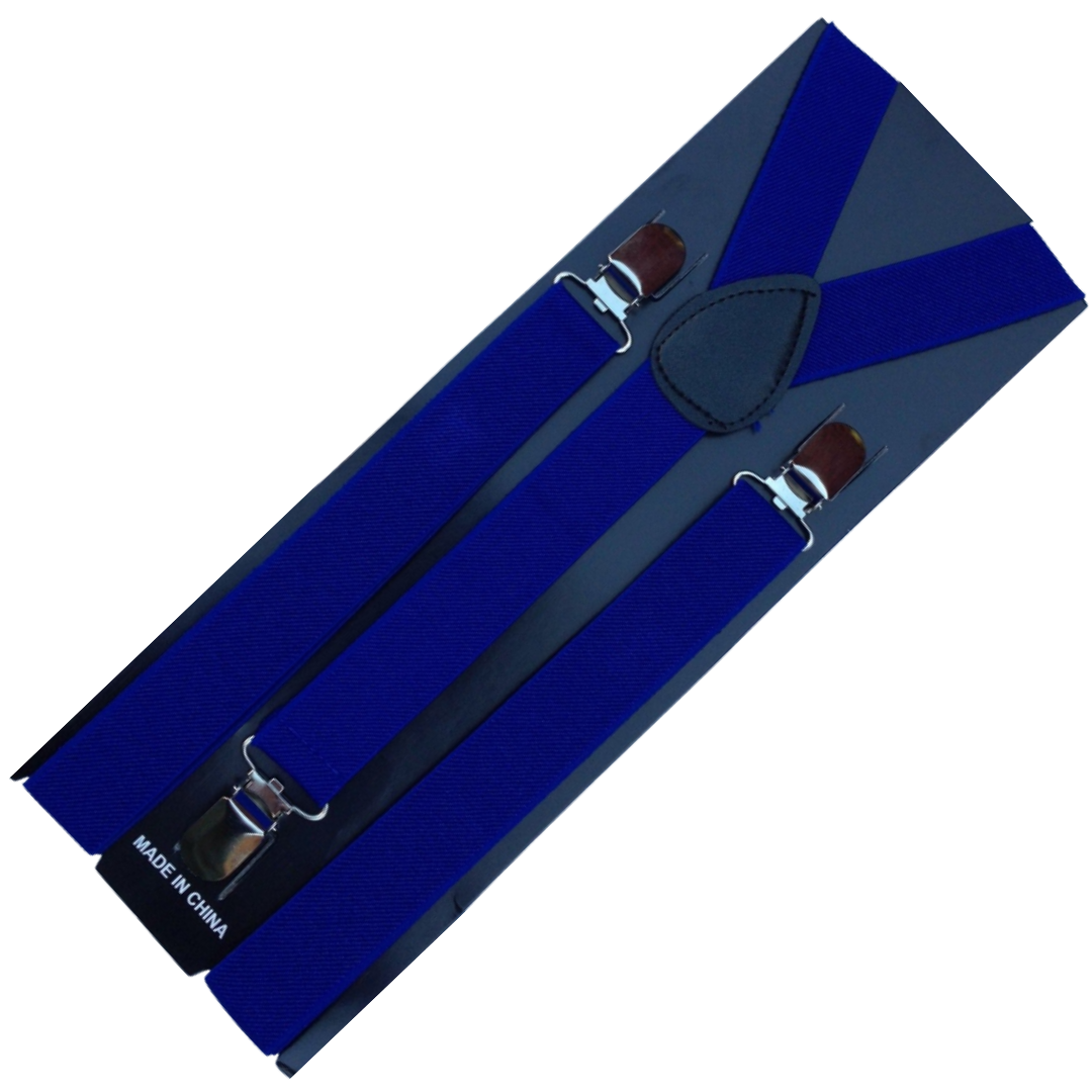 3x Mens Suspenders Braces Adjustable Strong Clip On Elastic Formal Wedding Slim - Blue 3