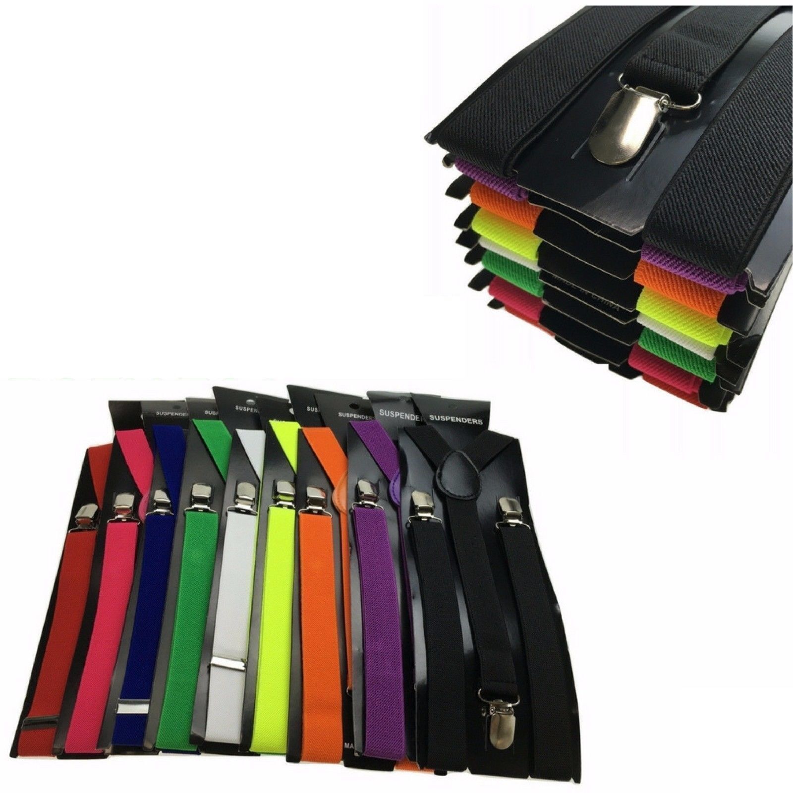 3x Mens Suspenders Braces Adjustable Strong Clip On Elastic Formal Wedding Slim - Red 4