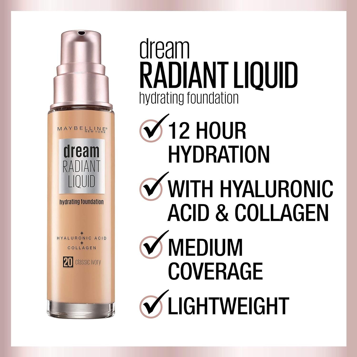Maybelline Dream Radiant Liquid Hydrating Foundation w Collagen - Caramel 120 3