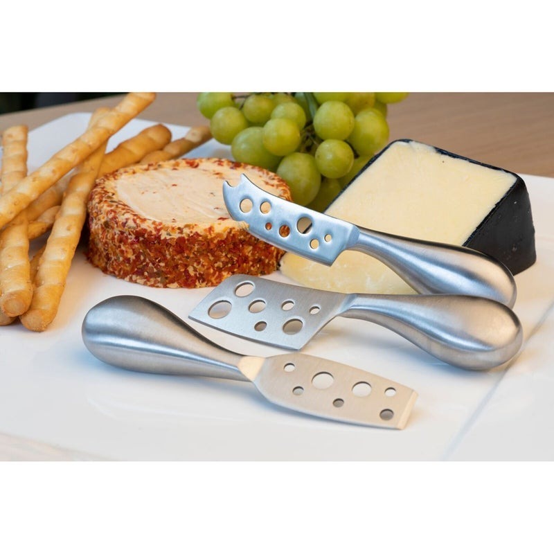 3pc Euroline Stainless Steel Cheese Knife Set Kitchen Cutlery Knives - Silver 3
