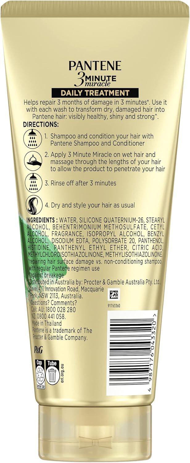 Pantene 3 Minute Miracle Smooth and Sleek - Deep Conditionining Treatment For Frizzy Hair, 400ml 5