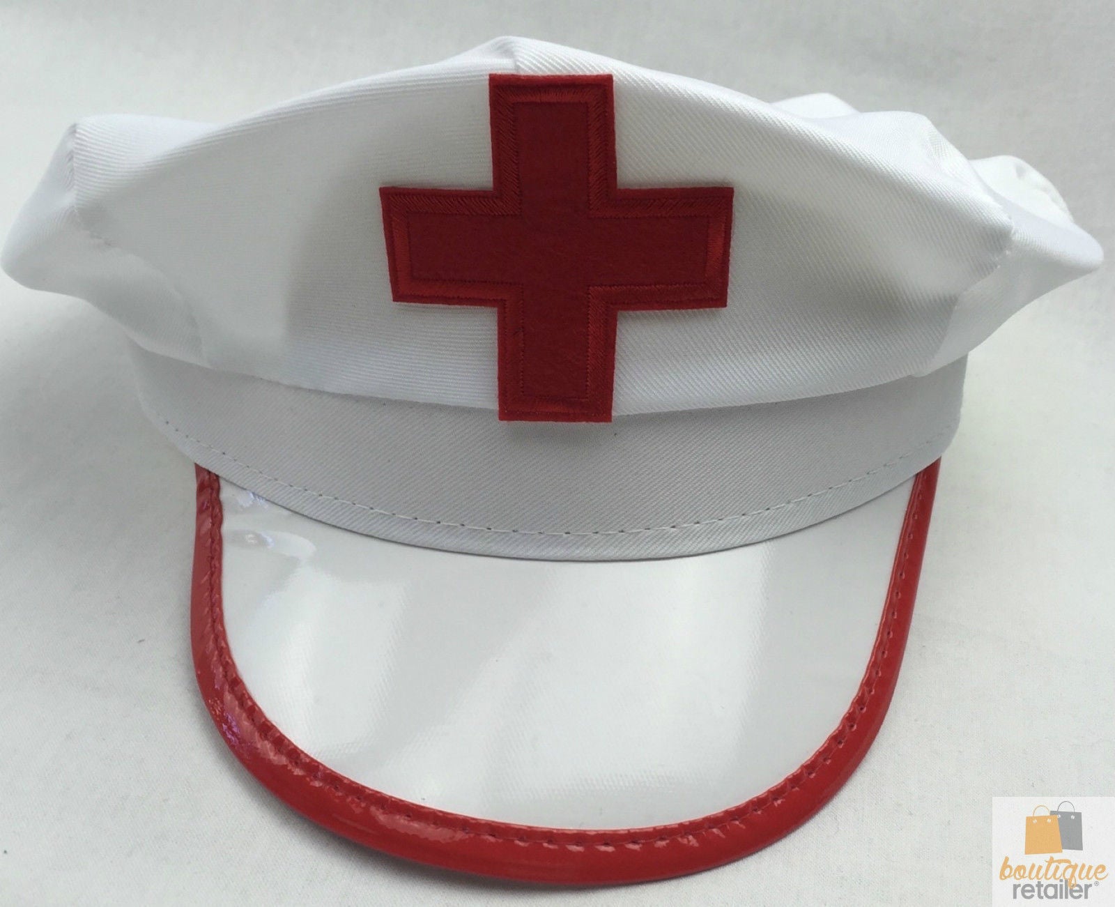 NURSE HAT Doctor Fancy Halloween Party Costume Accessory Cap - White/Red 5