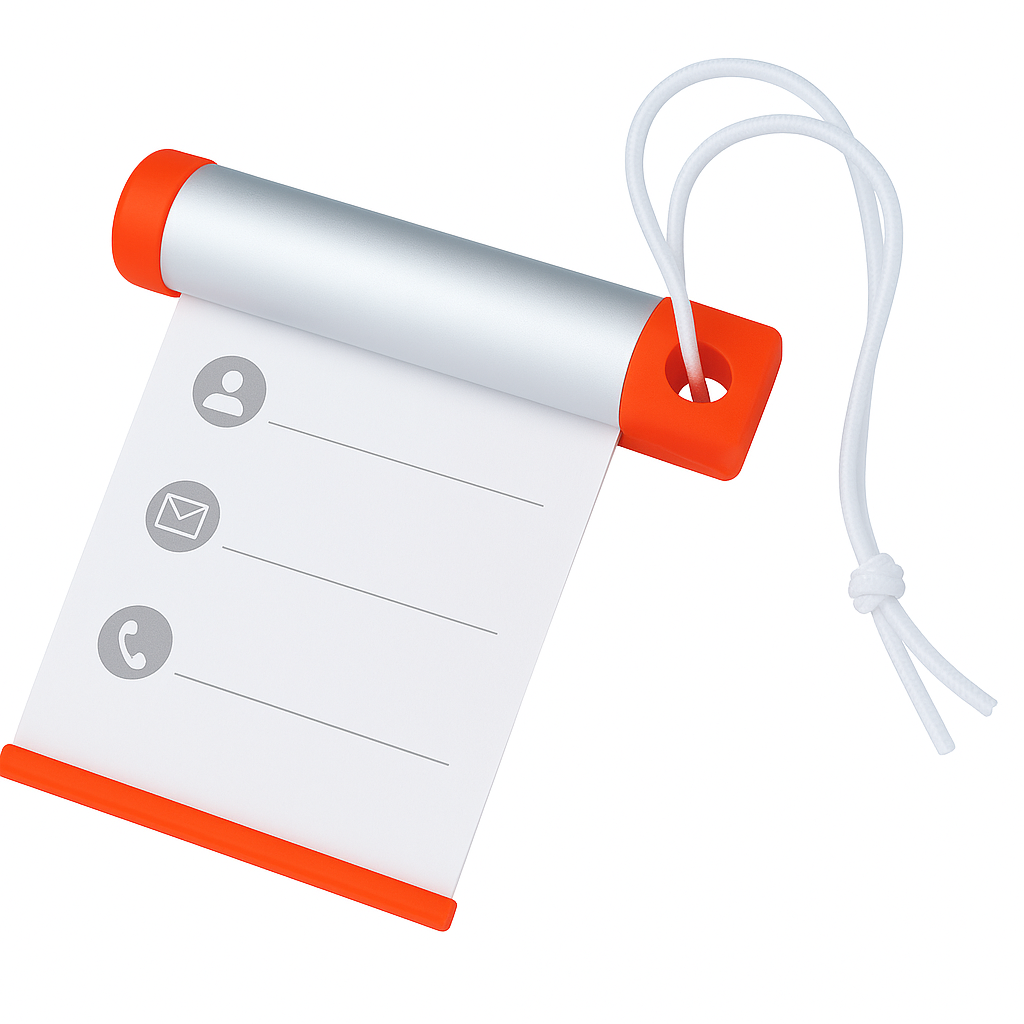 6x Funky Luggage Cylinder Tag Rollout Label for Address Details - Silver/Orange 3