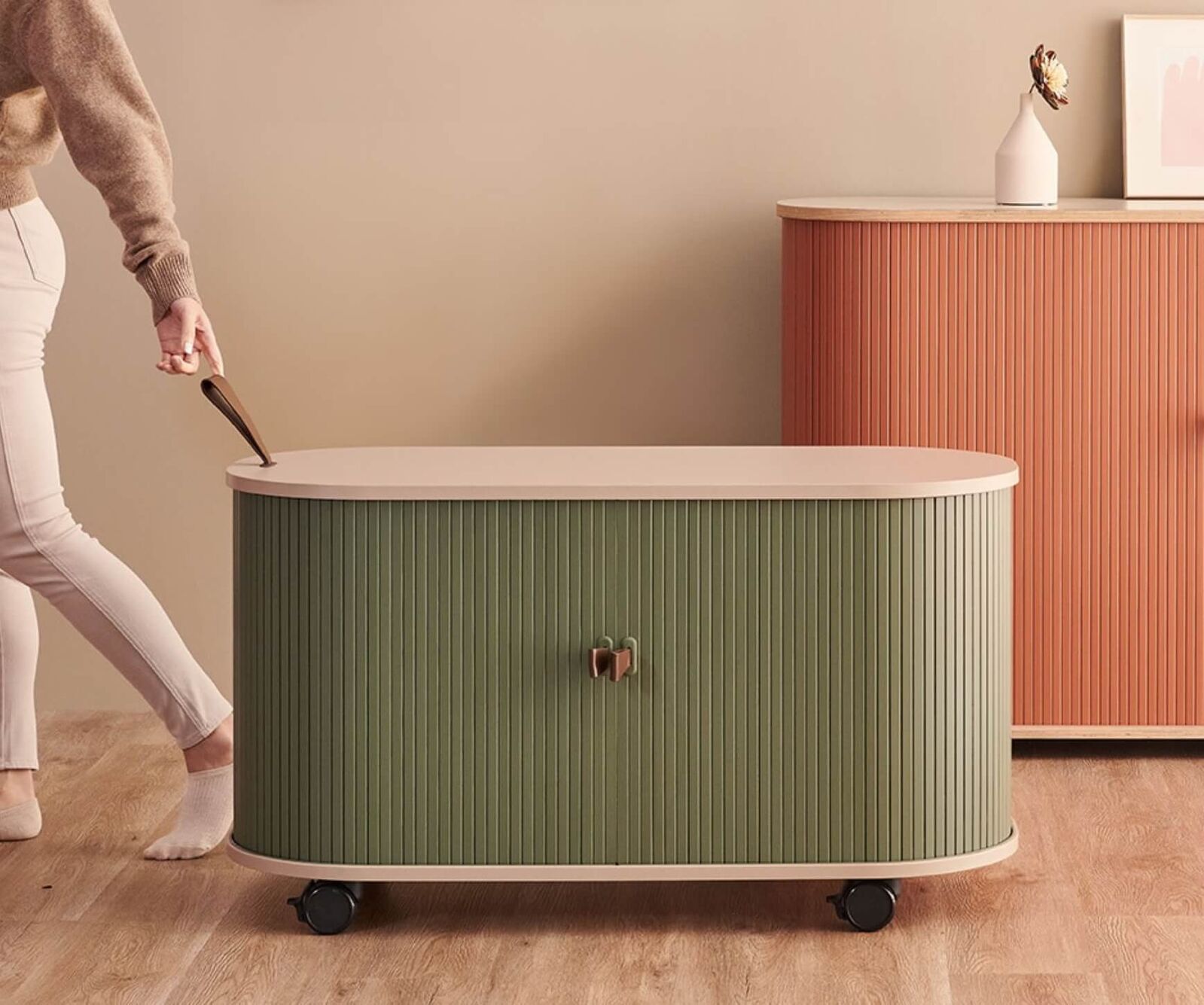 UFOU Fitin Rollin Mobile Roller Shutter Cabinet - Storage with Adjustable Shelves & Wheels 11