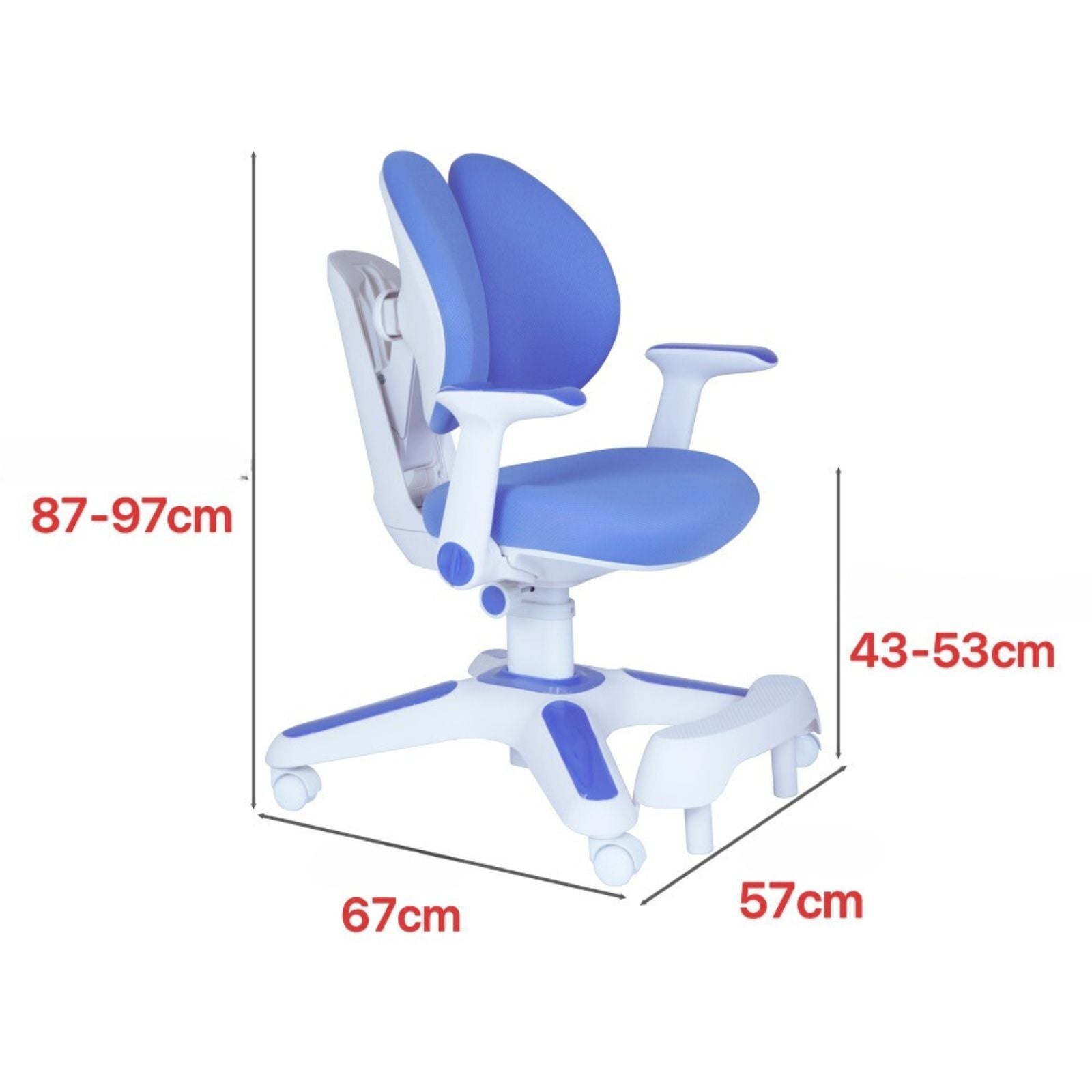 Ergonomic Children Kids Study Chair Set Height Adjustable - Blue 4