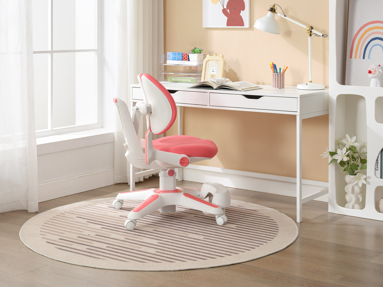 6x Ergonomic Children Kids Study Chairs Height Adjustable - Pink 4