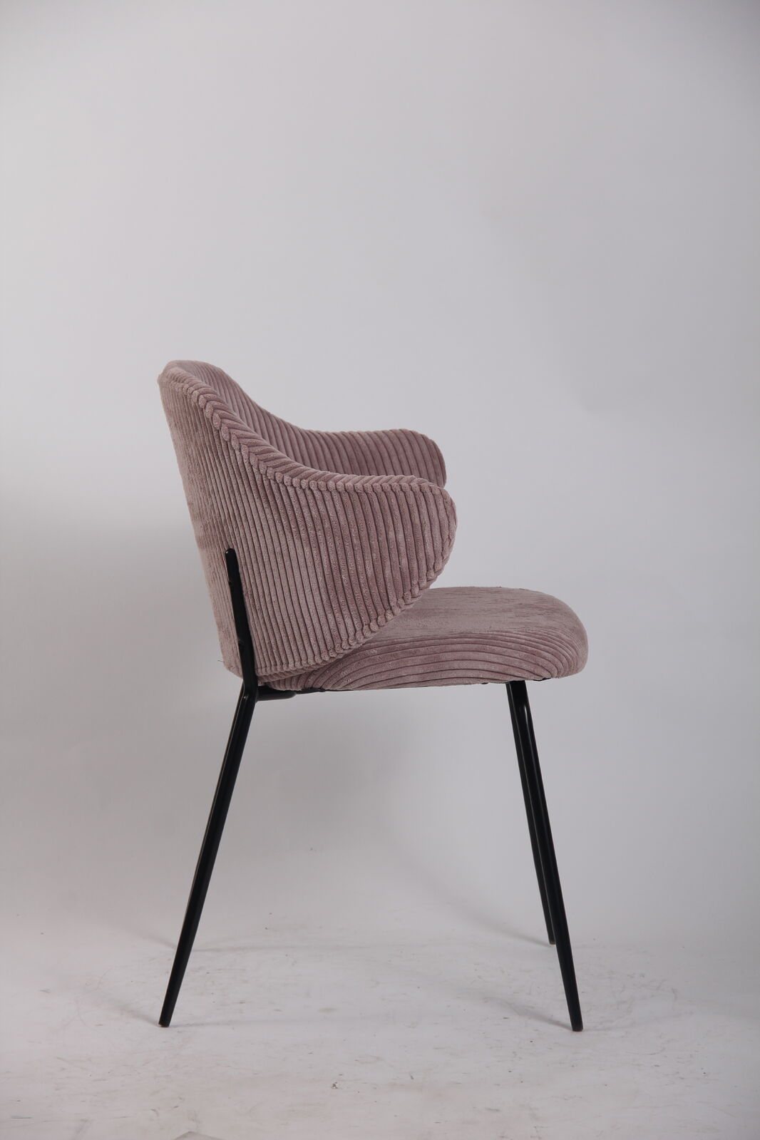 Set of 2 Dining Chairs with Corduroy Cord Fabric in Pink 4