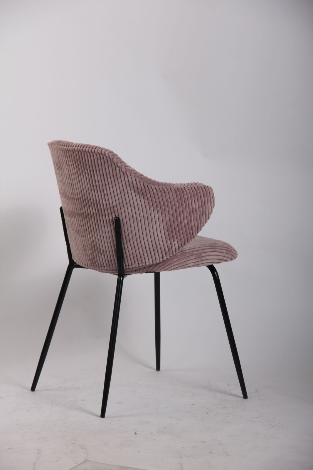 Set of 2 Dining Chairs with Corduroy Cord Fabric in Pink 5