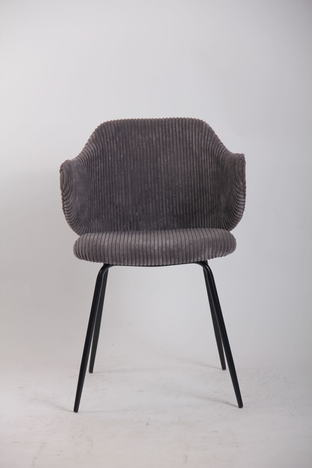 Set of 4 Dining Chairs with Corduroy Cord Fabric in Dark Grey Lincoln 3