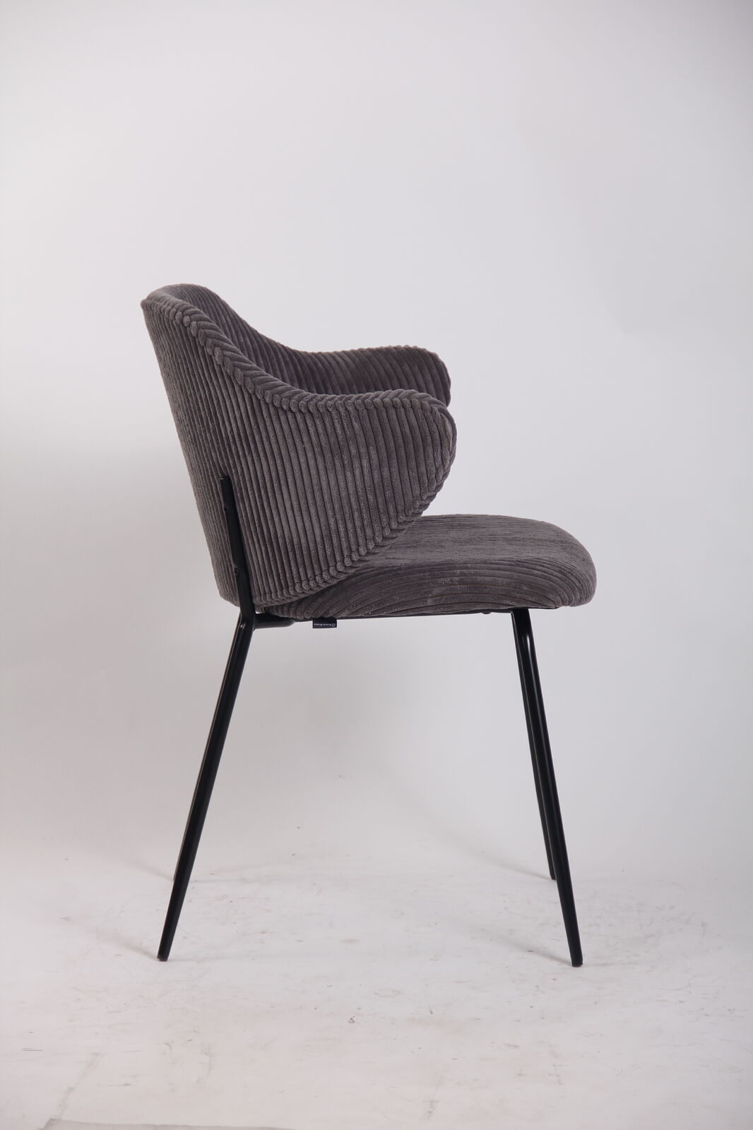 Set of 4 Dining Chairs with Corduroy Cord Fabric in Dark Grey Lincoln 4