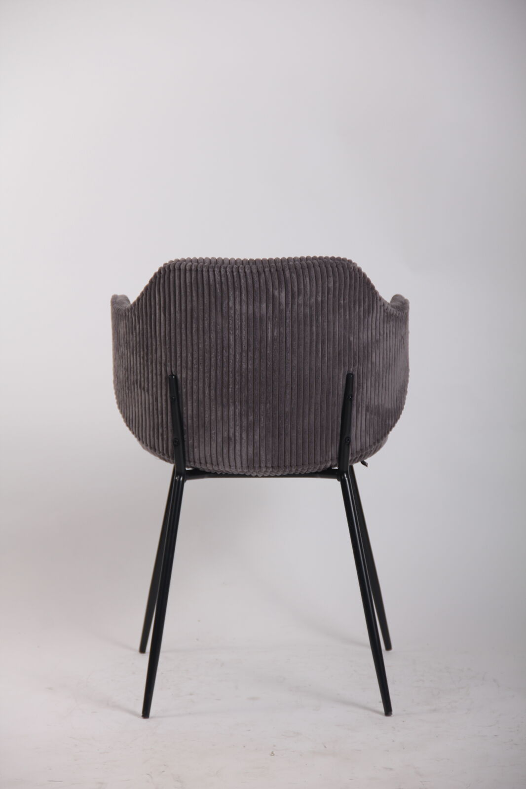 Set of 4 Dining Chairs with Corduroy Cord Fabric in Dark Grey Lincoln 6