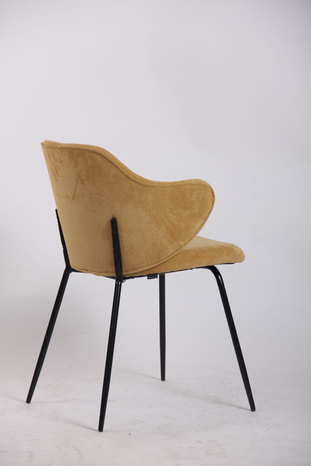 Set of 2 Dining Chairs Corduroy Cord Fabric with Metal Legs in Mustard Yellow 5