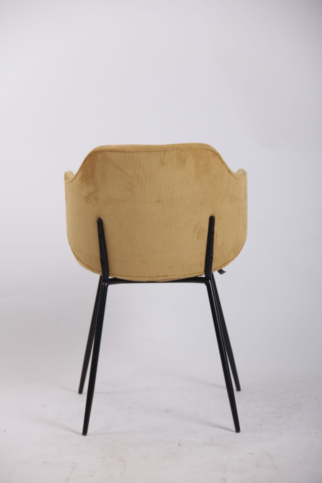 Set of 2 Dining Chairs Corduroy Cord Fabric with Metal Legs in Mustard Yellow 6