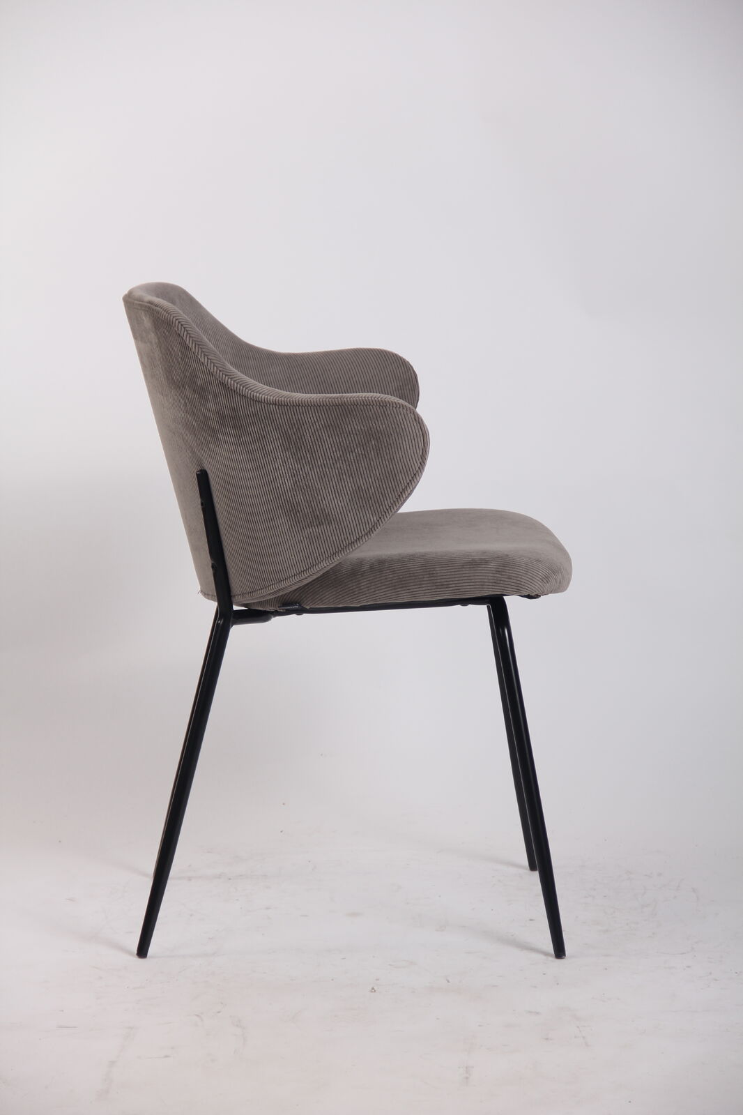 Set of 4 Dining Chairs with Corduroy Cord Fabric in Grey 4