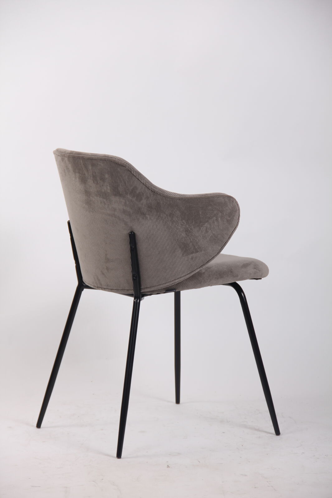 Set of 4 Dining Chairs with Corduroy Cord Fabric in Grey 5