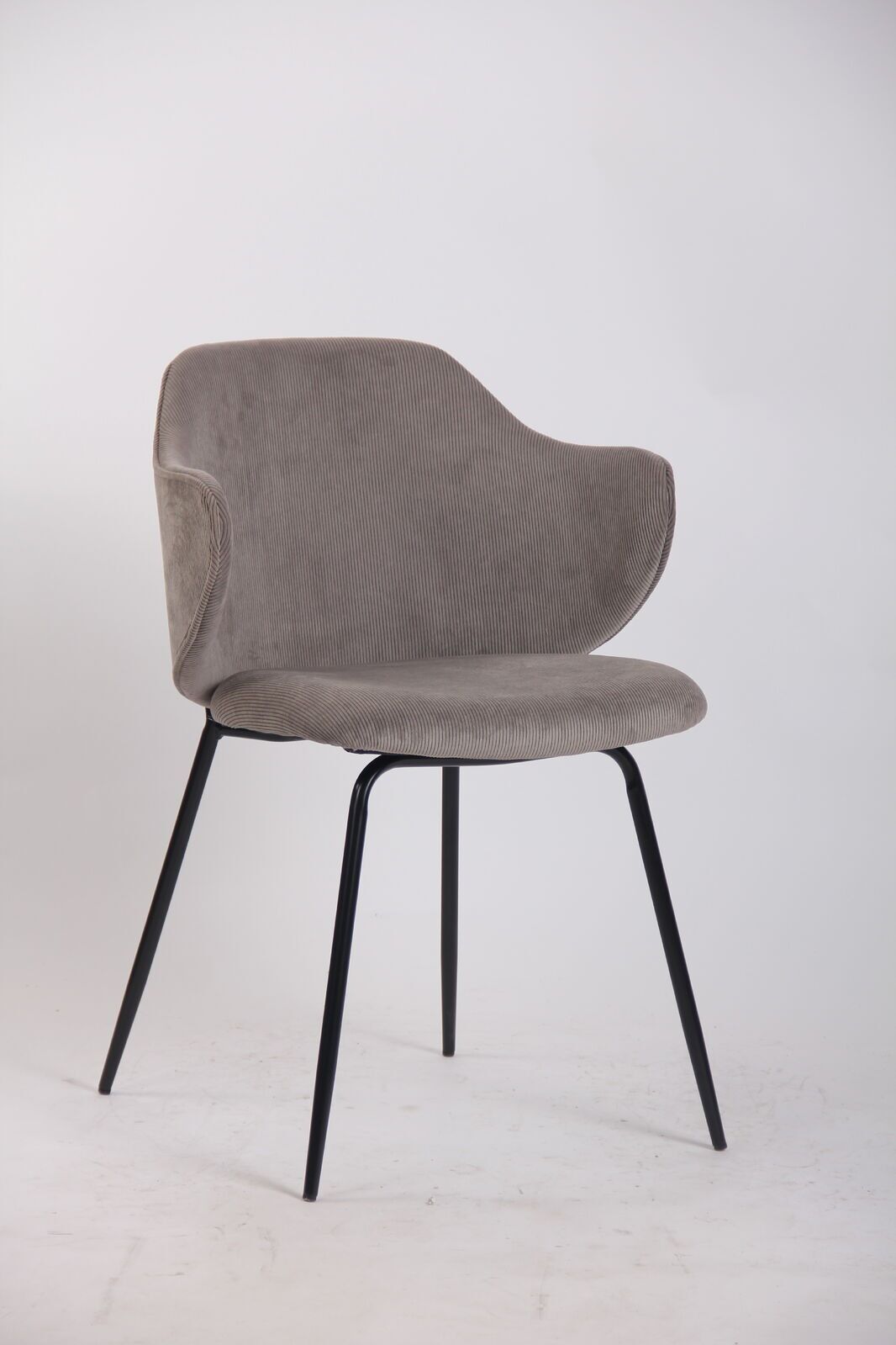 Set of 4 Dining Chairs with Corduroy Cord Fabric in Grey 7