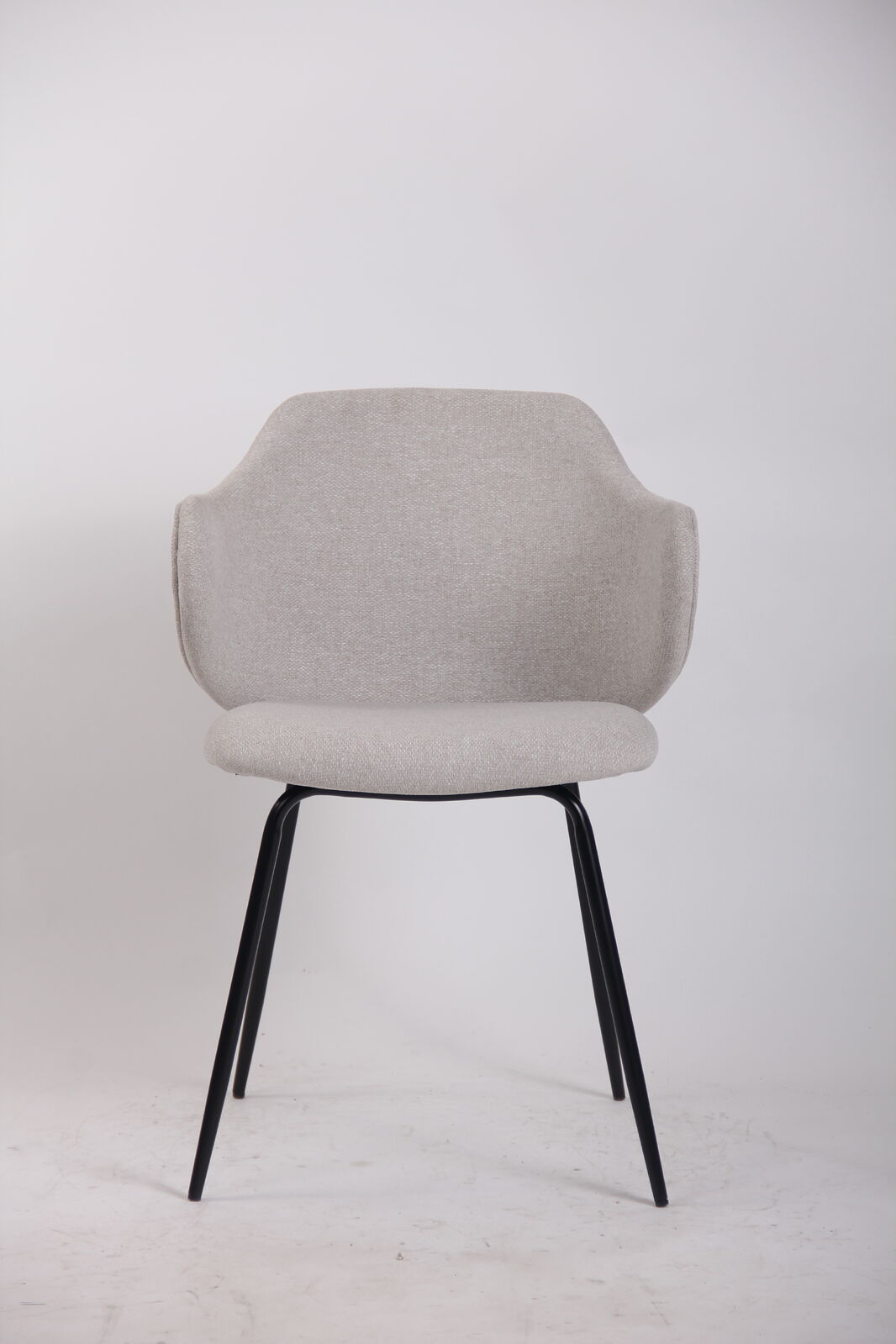 Set of 4 Dining Chairs Fabric with Metal Legs in Ivory Beige 3