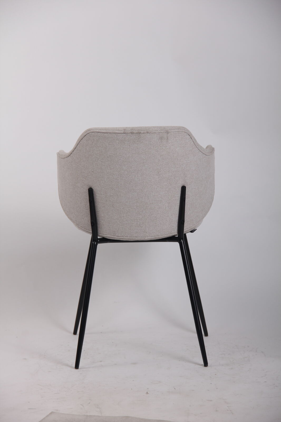 Set of 4 Dining Chairs Fabric with Metal Legs in Ivory Beige 6