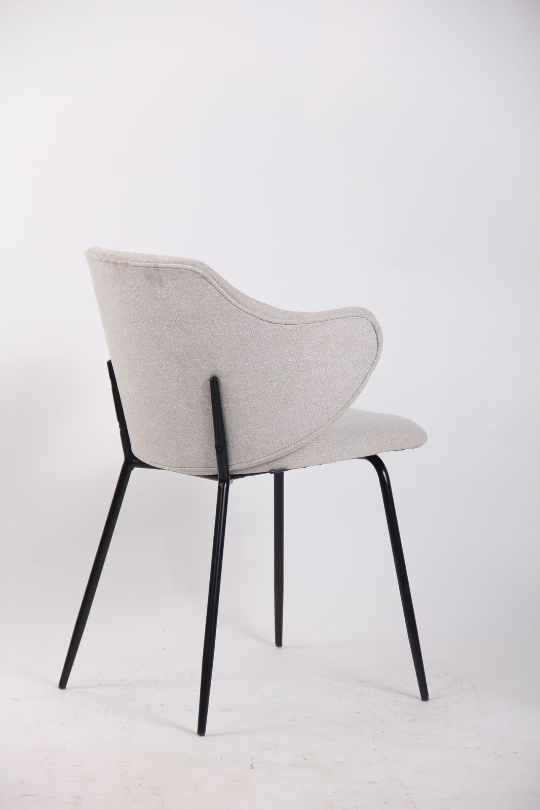 Set of 2 Dining Chairs Fabric with Metal Legs in Ivory Beige 4