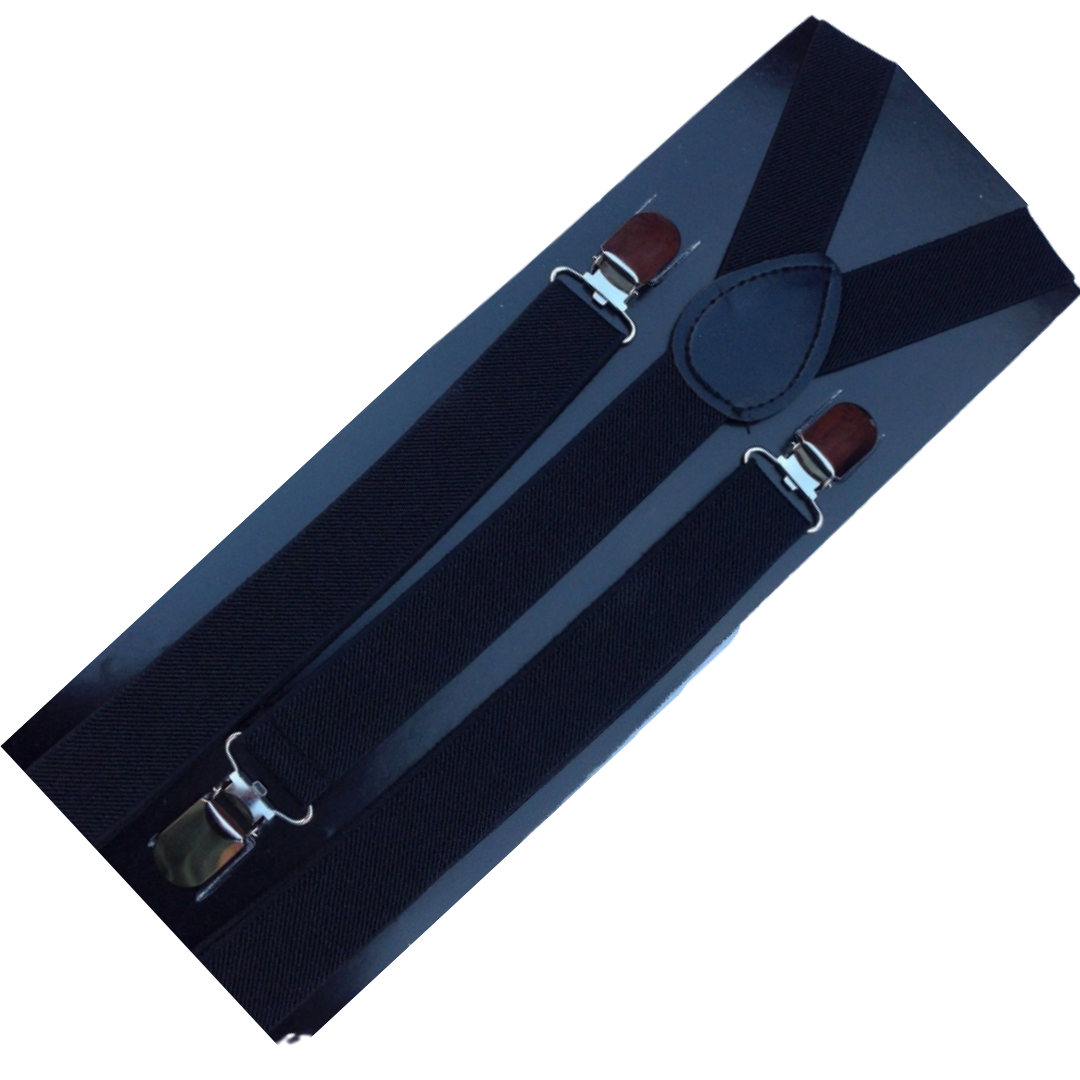 6x Mens Suspenders Braces Adjustable Strong Clip On Elastic Formal Wedding BULK - Black 3
