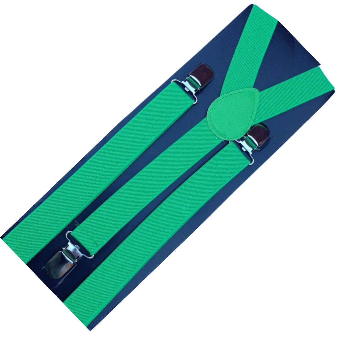 6x Mens Suspenders Braces Adjustable Strong Clip On Elastic Formal Wedding BULK - Green 3