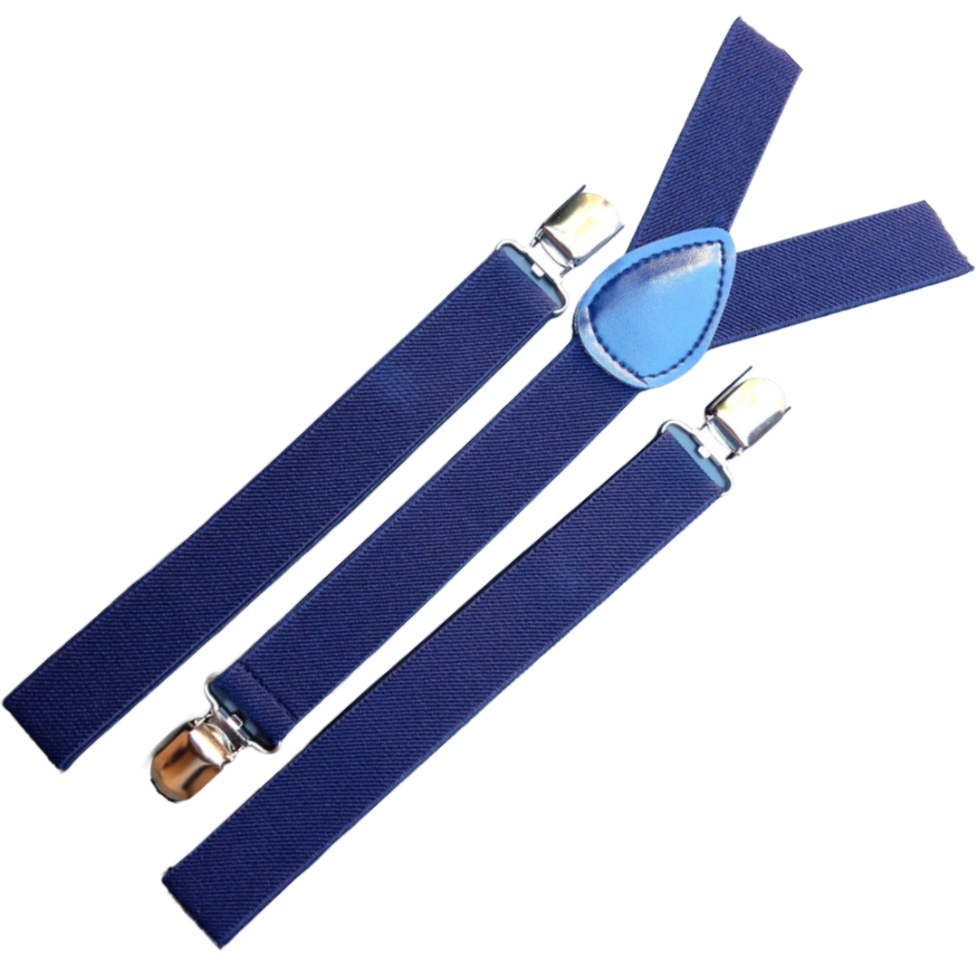 6x Mens Suspenders Braces Adjustable Strong Clip On Elastic Formal Wedding BULK - Navy Blue 3
