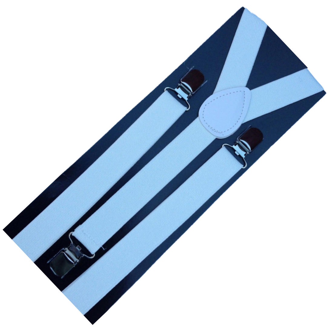 6x Mens Suspenders Braces Adjustable Strong Clip On Elastic Formal Wedding BULK - White 3