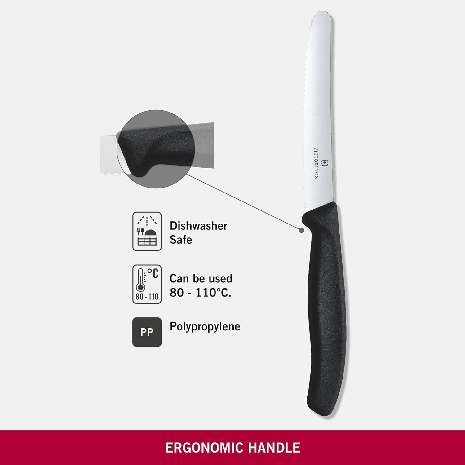 1x Victorinox Standard Wavy Edge Steak and Tomato Knife - Black 6