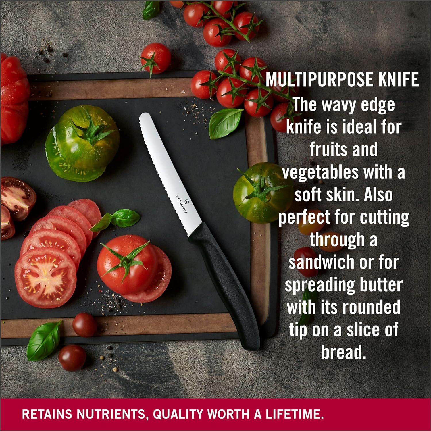 6x Victorinox Standard Wavy Edge Steak and Tomato Knife - Black 5