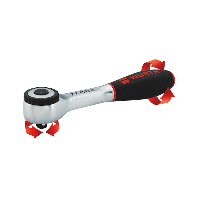 Wurth 1/4" Reversible Ratchet Wrench 360 Degree Twist Handle Chrome Vanadium 135mm 5