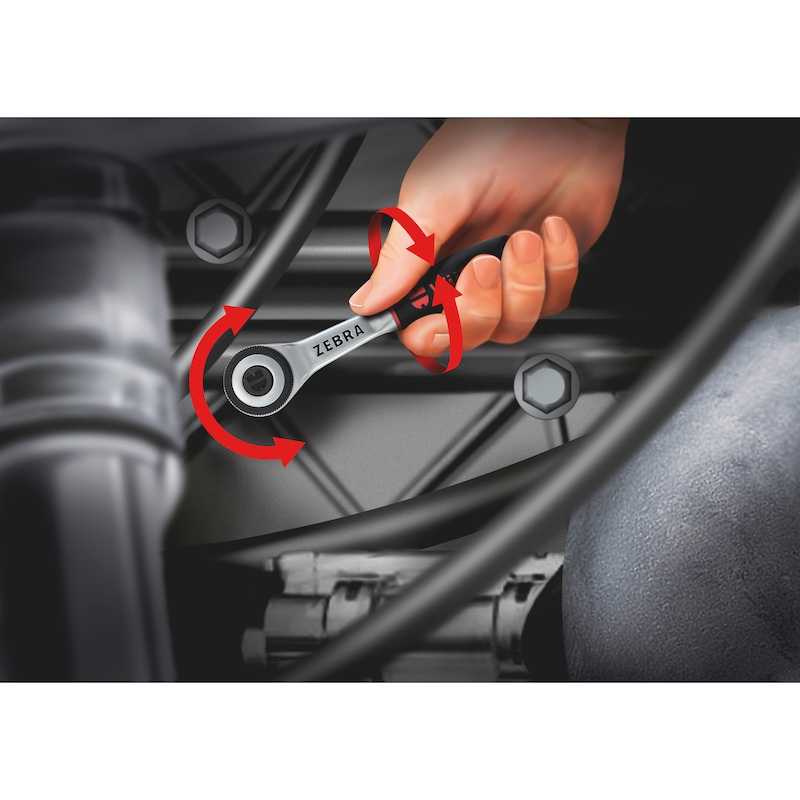 Wurth 1/4" Reversible Ratchet Wrench 360 Degree Twist Handle Chrome Vanadium 135mm 8