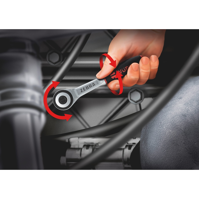 Wurth 3/8" Reversible Ratchet Wrench 360° Twist Handle Chrome Vanadium 175mm DIN 3122 8