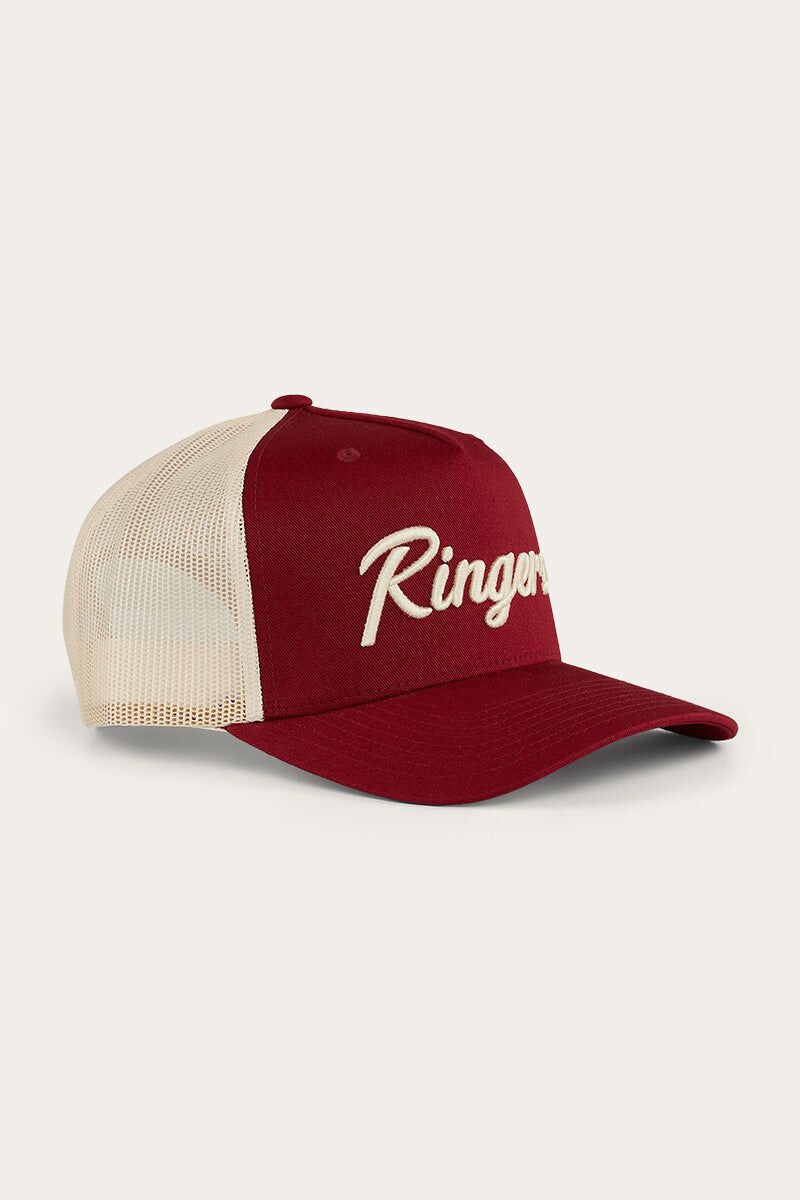 Ringers Western Hackett Trucker Baseball Cap Hat in Burgundy 4