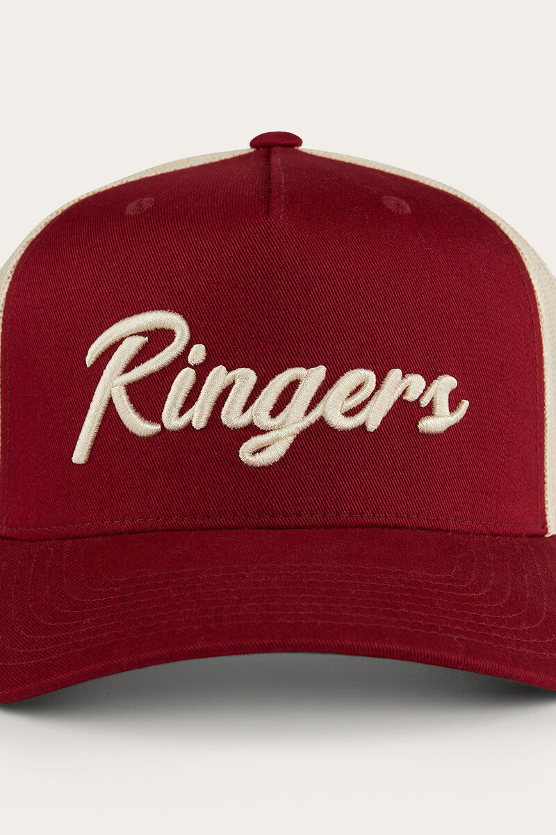 Ringers Western Hackett Trucker Baseball Cap Hat in Burgundy 5